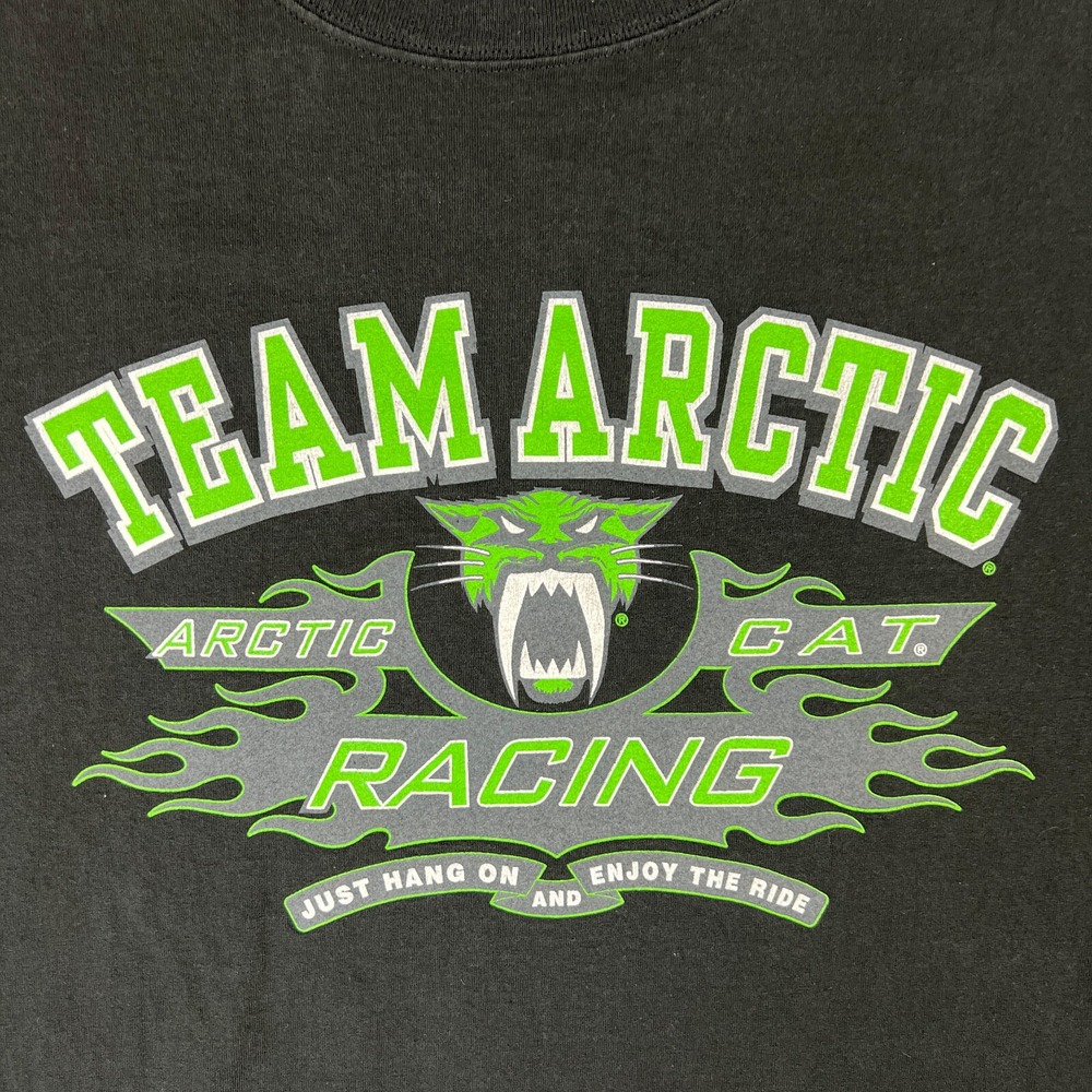 VTG Arctic Cat Racing T Shirt Mens‎ XL Team Arctic Black Faded 1990s Snowmobile - Picture 2 of 6
